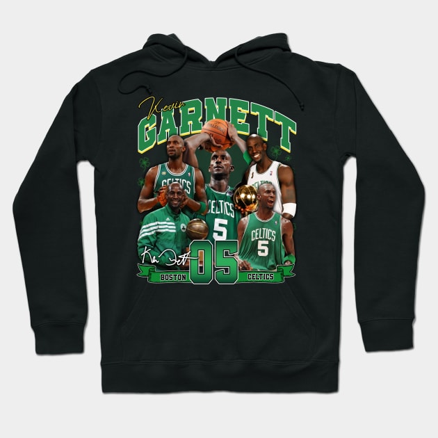 Kevin Garnett The Big Ticket Basketball Signature Vintage Retro 80s 90s Bootleg Rap Style Hoodie by CarDE